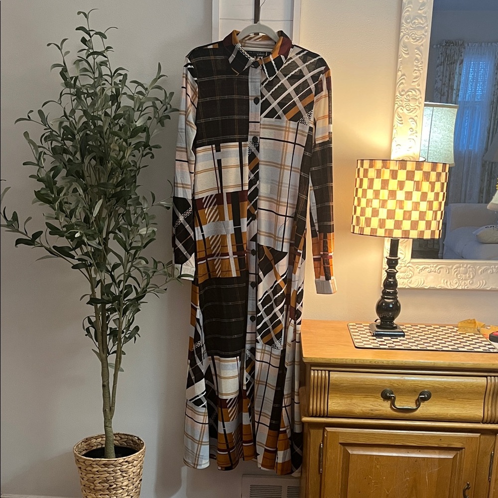 Attitudes by Renee Multicolor Patchwork Long Sleeve Dress